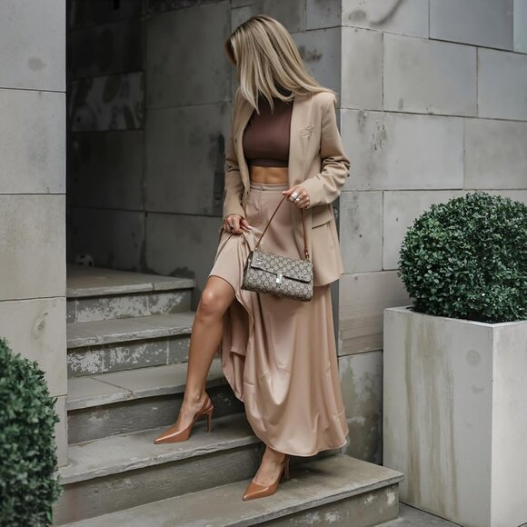 Women Nude Slingback Stiletto Heels Closed Toe Pumps Slip On High Heels - Picture 2 of 7